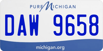 MI license plate DAW9658
