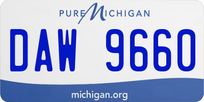 MI license plate DAW9660