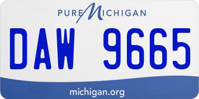 MI license plate DAW9665