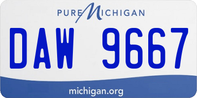 MI license plate DAW9667