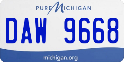 MI license plate DAW9668