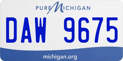 MI license plate DAW9675