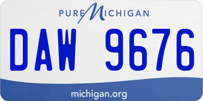 MI license plate DAW9676