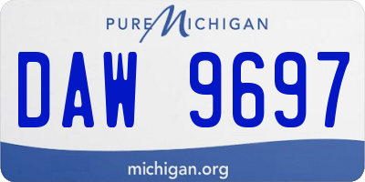 MI license plate DAW9697