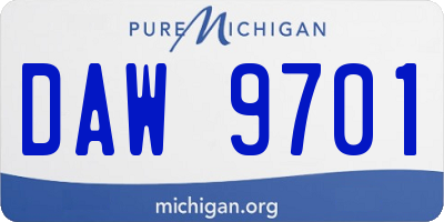 MI license plate DAW9701