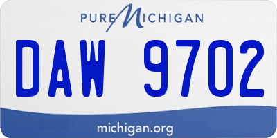 MI license plate DAW9702