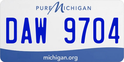 MI license plate DAW9704