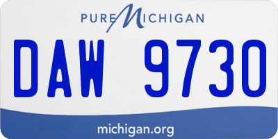 MI license plate DAW9730