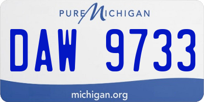 MI license plate DAW9733