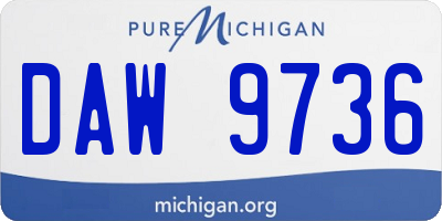MI license plate DAW9736