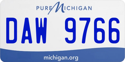 MI license plate DAW9766