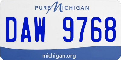 MI license plate DAW9768
