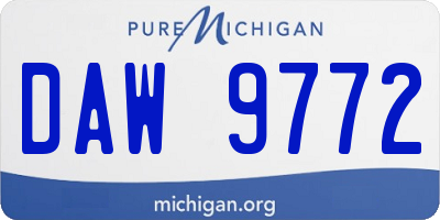 MI license plate DAW9772