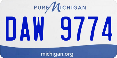 MI license plate DAW9774
