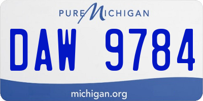 MI license plate DAW9784