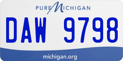 MI license plate DAW9798