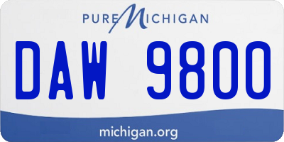 MI license plate DAW9800