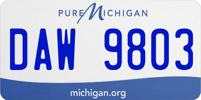 MI license plate DAW9803