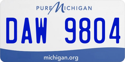 MI license plate DAW9804