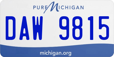 MI license plate DAW9815