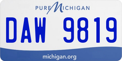 MI license plate DAW9819