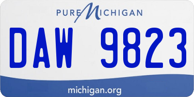 MI license plate DAW9823