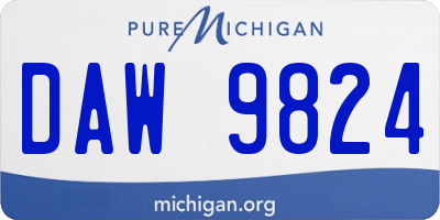 MI license plate DAW9824