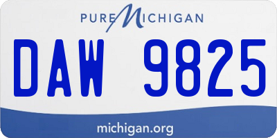 MI license plate DAW9825