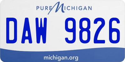 MI license plate DAW9826