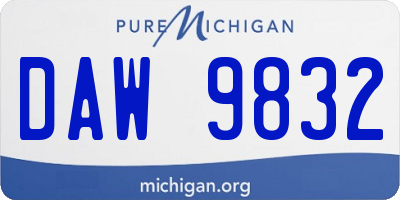 MI license plate DAW9832