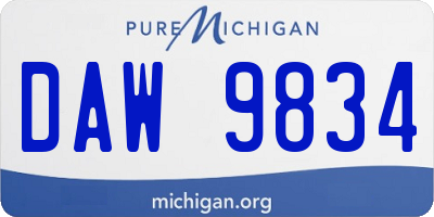 MI license plate DAW9834