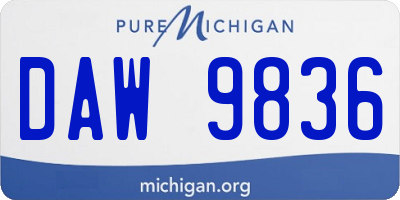 MI license plate DAW9836