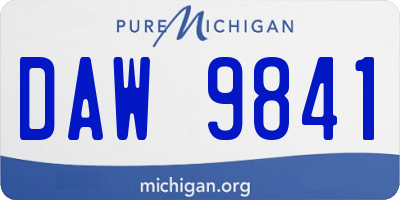 MI license plate DAW9841