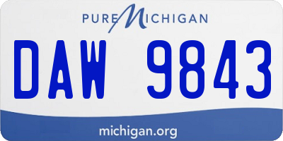 MI license plate DAW9843