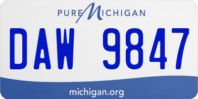 MI license plate DAW9847