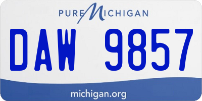 MI license plate DAW9857