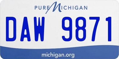 MI license plate DAW9871