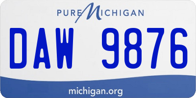 MI license plate DAW9876