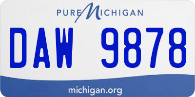 MI license plate DAW9878