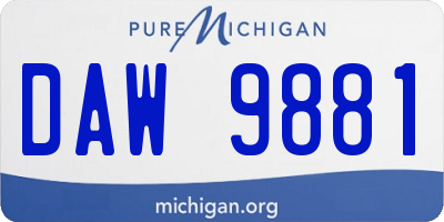 MI license plate DAW9881
