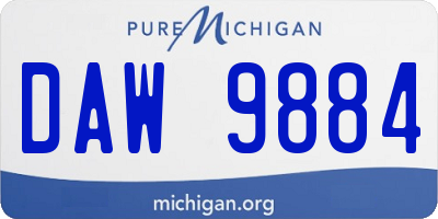 MI license plate DAW9884