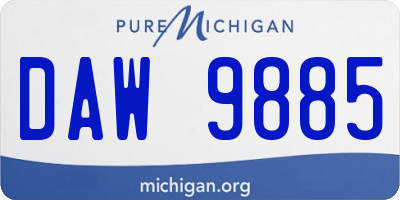 MI license plate DAW9885