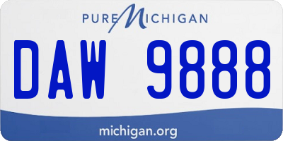 MI license plate DAW9888