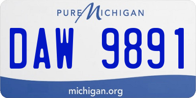 MI license plate DAW9891