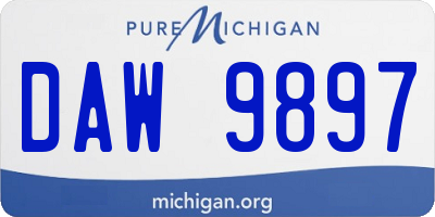 MI license plate DAW9897