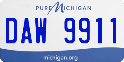 MI license plate DAW9911