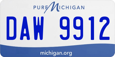 MI license plate DAW9912