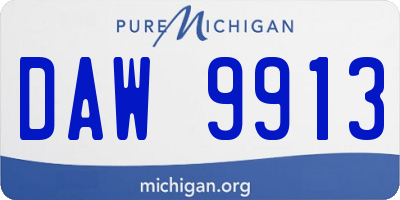 MI license plate DAW9913