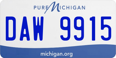MI license plate DAW9915
