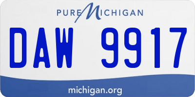 MI license plate DAW9917